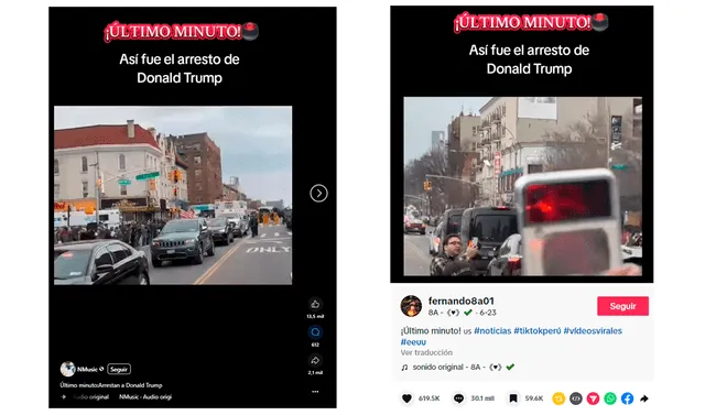 <em> Publicaciones desinformativas en las redes de Facebook y TikTok. Foto: capturas de pantalla</em>   
