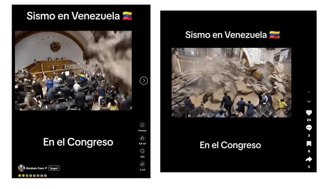 <em> Publicaciones desinformativas por Facebook y TikTok. Foto: capturas de pantalla</em>   