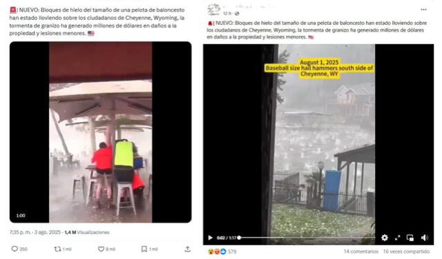 <em>Desinformación sobre la tormenta del 1 de agosto en Wyoming. Foto: captura de X / Facebook</em>   