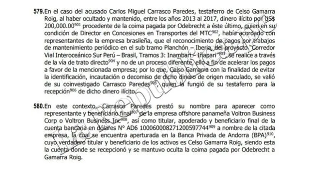  Extracto de la acusación fiscal que menciona a Carlos Miguel Carrasco Paredes | Foto: La República.  