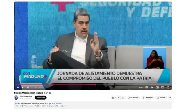 <em>Edición de "Con Maduro +" del 25 de agosto. Foto: captura de YouTube</em>   