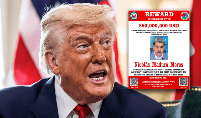 Donald Trump aumentó la recompensa por Nicolás Maduro a US$50 millones de dólares. Foto: Composición LR. 