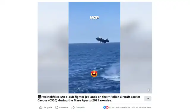 <em> Video original del aterrizaje del F-35 en Italia. Foto: captura de pantalla.</em>   