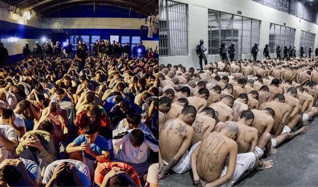  Al mismo estilo salvadoreño, Jerí lideró un operativo dentro del penal Ancón I.&nbsp;A la izquierda: operativo inopinado en el panel Ancón I. A la derecha: operativo realizado en 2023 por el gobierno de Nayib Bukele en una de las cárceles de El Salvador.   