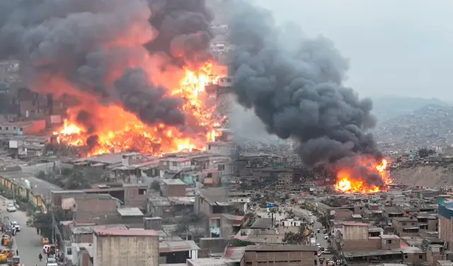 Magnitud del incendio en la zona de Pamplona Alta. Foto: Composición LR   