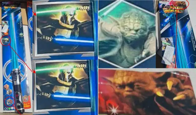  Algunas de los productos importados sin autorización de Lucasfilm. Foto: composición LR/Indecopi.   