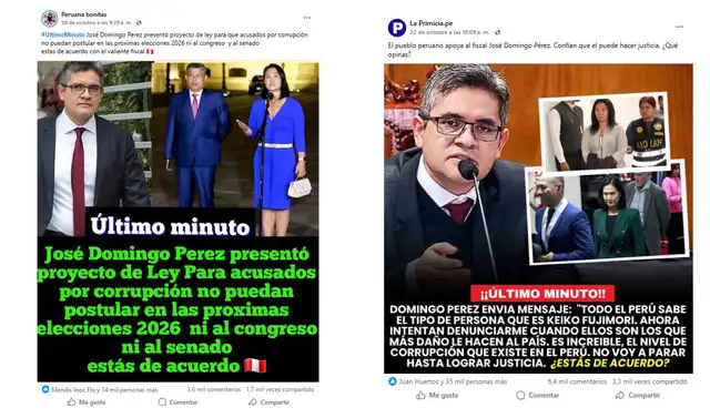 <em> Publicaciones desinformativas por la red social de Facebook. Foto: capturas de pantalla</em>   