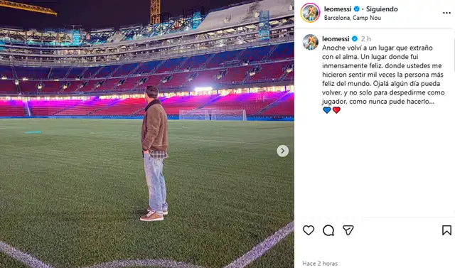 Messi visitó el nuevo Camp Nou. Foto: captura de IG   