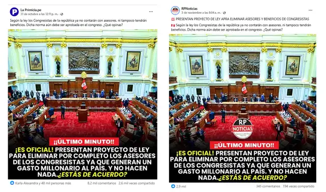 <em> Publicaciones desinformativas por la red social de Facebook. Foto: capturas de pantalla</em>   