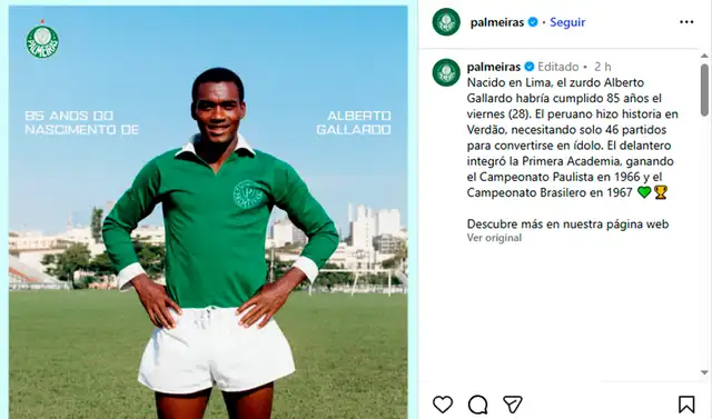 Palmeiras dedico emotivas palabras a Alberto Gallardo. Foto: Palmeiras   