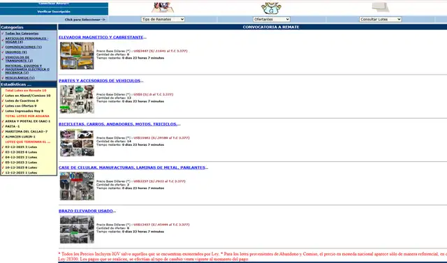  Remate de Aduanas este mes de diciembre. 