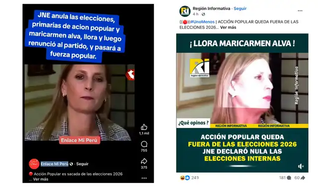 <em>Publicaciones desinformativas por las red social de Facebook. Foto: capturas de pantalla</em> <em>Publicaciones desinformativas por las red social de Facebook. Foto: capturas de pantalla</em>