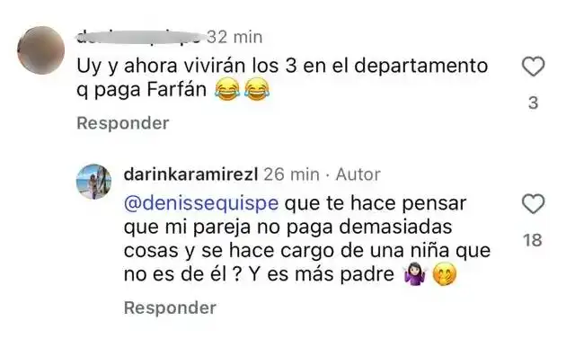  Darinka Ramírez defiende al padre de su segunda hija tras comentario sobre Jefferson Farfán. Foto: captura Instagram   