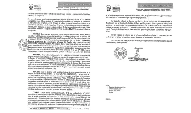 Oficio enviado por el congresista Segundo Montalvo | Composición: LR. Oficio enviado por el congresista Segundo Montalvo | Composición: LR.