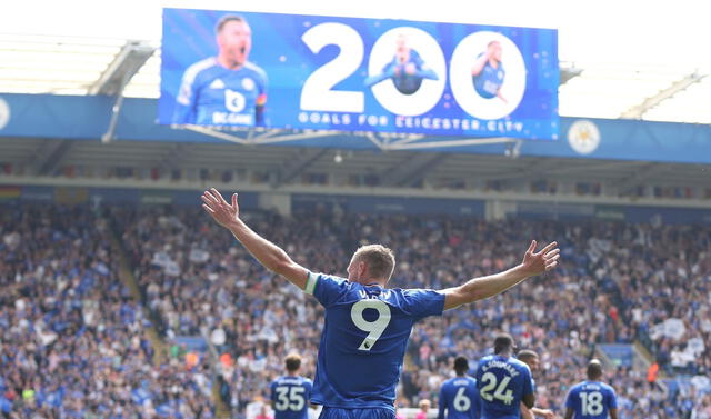 Jamie Vardy scored 200 goals before leaving Leicester Ciy next season. Photo: Sky News Jamie Vardy scored 200 goals before leaving Leicester Ciy next season. Photo: Sky News