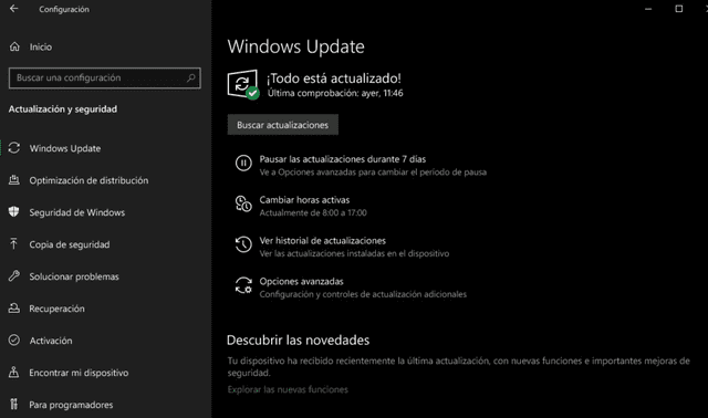 Revisa si ya tienes la actualización disponible en Windows Update