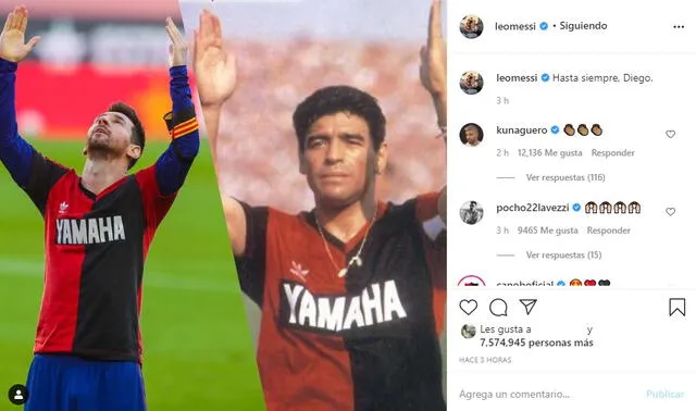 Lionel Messi rinde homenaje a Maradona tras anotar con el Barcelona.