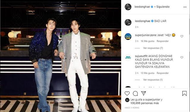 Publicación de Donghae sobre "No love" de SUPER JUNIOR D&E en Instagram. Créditos: @leedonghae