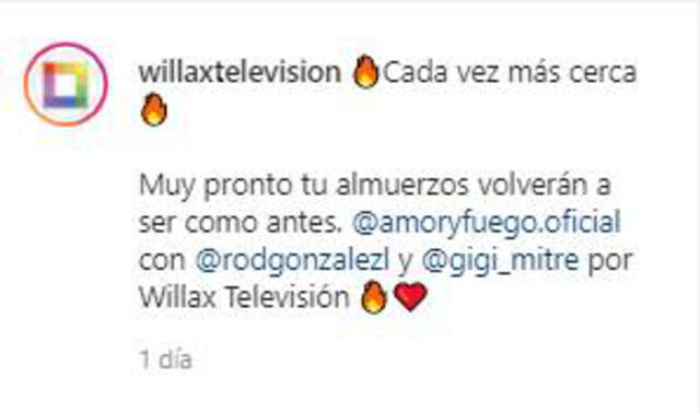 Publicación de Willax TV  Foto: Instagram