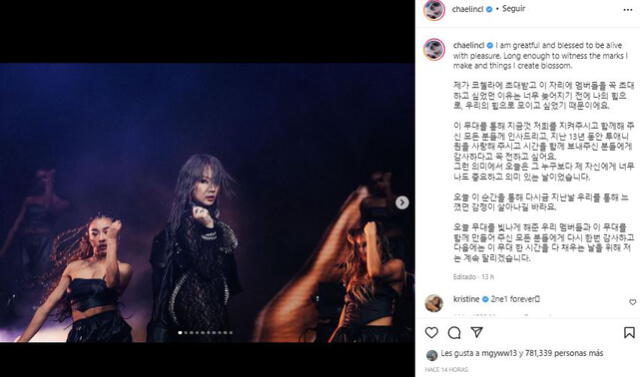 CL habla sobre su actuación en Coachella. Foto: Instagram