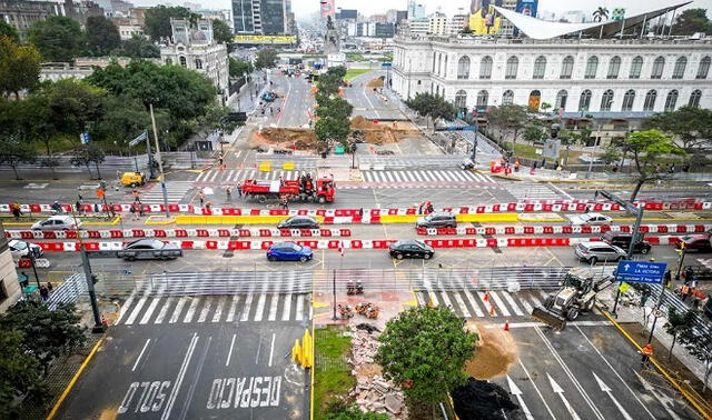 Calles cerradas por obras de la Estación Central de la Línea 2. Foto: ATU   