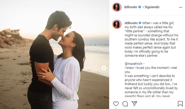 Demi Lovato y Max Ehrich se comprometieron. Foto: Instagram.