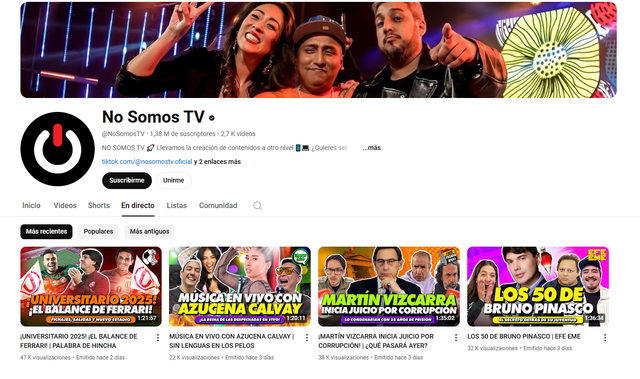 Desde el 3 de diciembre 'No somos tv' ha dejado de emitir programas en vivo. Foto: YouTube.   