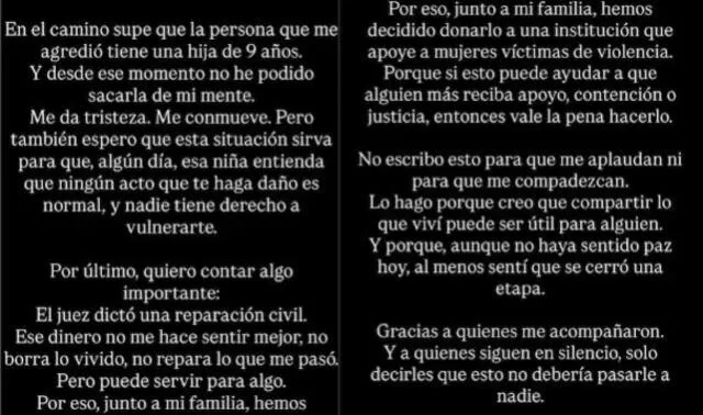 Comunicado que eliminó Korina Rivadenira. Foto: difusión   