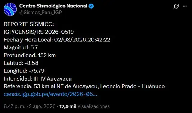 Temblor en Huánuco Temblor en Huánuco