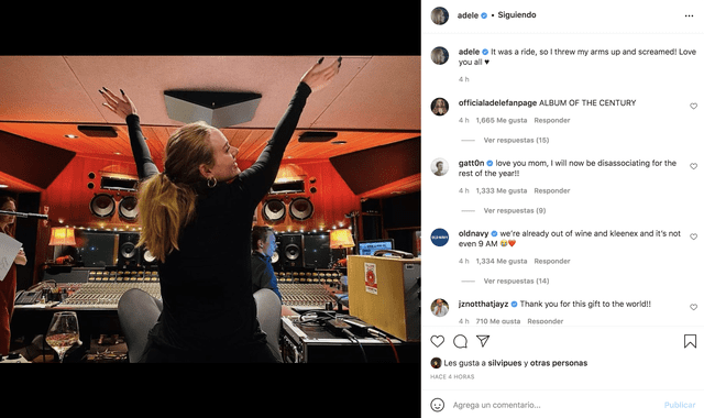 Adele lanza su nuevo Álbum "30" donde revela dramáticos episodios de su vida. Foto: Adele/Instagram.