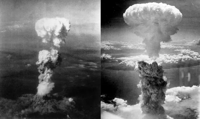 Registro de las bombas atómicas sobre Hiroshima (izquierda) y Nagasaki (derecha). Foto: Wikipedia