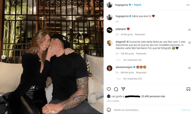 Hugo García confirma romance con Alessia Rovegno. Foto: Hugo García/Instagram.
