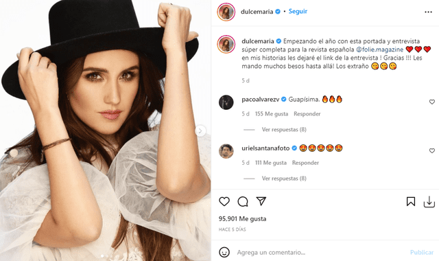 Dulce María se mantiene como solista y actriz tras separarse de RBD. Foto: Dulce María/Instagram.