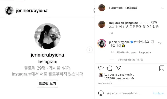 Post sobre usuario que se hizo pasar por Jennie de BLACKPINK. Foto: Instagram