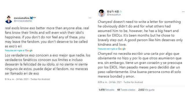 Apoyo a Chanyeol tras su carta a EXO-L. Foto: Twitter