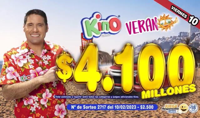  Kino: sorteo de hoy, 10 de febrero. Foto: Lotería CL   