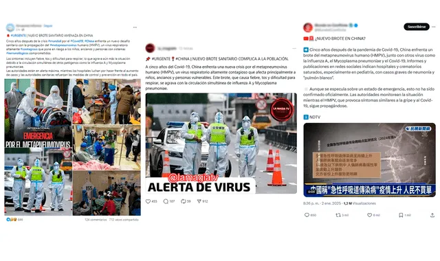 <em> Publicaciones viralizadas en las redes sociales de Facebook, Threads y X. Foto: capturas de pantalla</em>   