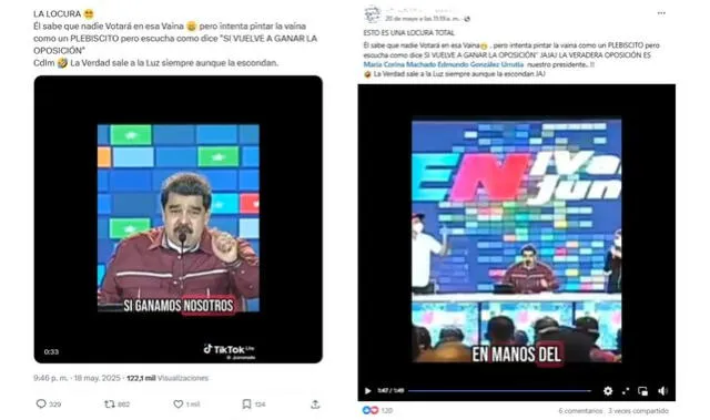 <em>Desinformación sobre Nicolás Maduro. Foto: captura de X / Facebook</em> <em>Desinformación sobre Nicolás Maduro. Foto: captura de X / Facebook</em>