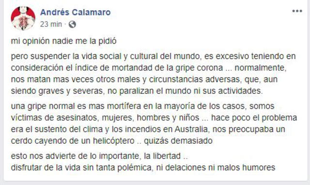Andrés Calamaro, Coronavirus