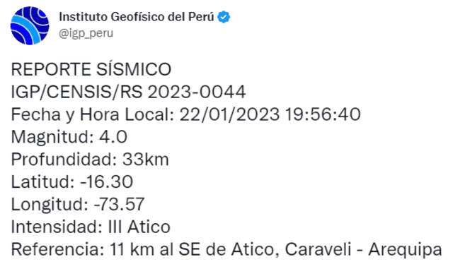 Sismo en Arequipa.