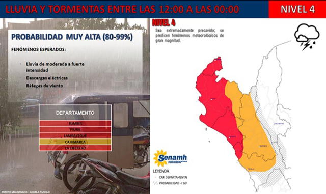 Lluvias extremas pronostica el Senamhi para hoy en todo el norte | VIDEO