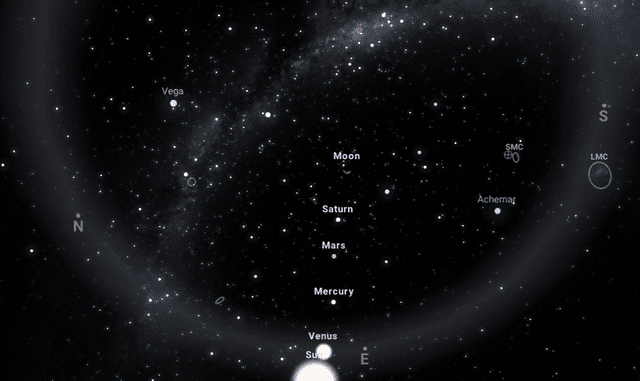 En el sitio web Stellarium se puede observar simulaciones de eventos astronómicos, de forma gratuita. Foto: Stellarium   
