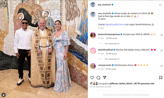 Última publicación de Ana Siucho junto a Edisón Flores. Foto: IG Última publicación de Ana Siucho junto a Edisón Flores. Foto: IG