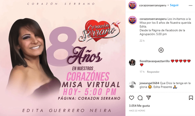 Corazón Serrano recordó a Edita Guerrero Neyra por sus 8 años de fallecimiento. Foto: Corazón Serrano/Instagram.