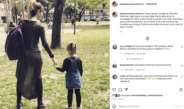 "Eres el ser humano más increíble que conozco", le dijo Juliana Oxenford a su hija "Eres el ser humano más increíble que conozco", le dijo Juliana Oxenford a su hija