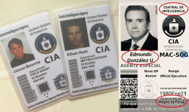 <em> Comparación entre la versión original (izquierda) y falsa (derecha) del carnet de la CIA. Foto: captura de Google</em>   