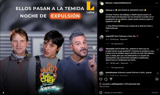  Christian Thorsen podría ser eliminado de 'El gran chef famosos'. Foto: Captura Instagram Latina 