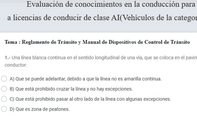 Plataforma de simulacro de examen de conocimientos del MTC. Foto: difusión   