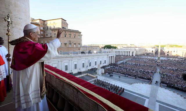 Pope Leo XIV, formerly Cardinal Robert Prevost, appears on the central balcony of St. Peter’s Basilica for his first public address after being elected. Photo: AFP Pope Leo XIV, formerly Cardinal Robert Prevost, appears on the central balcony of St. Peter’s Basilica for his first public address after being elected. Photo: AFP