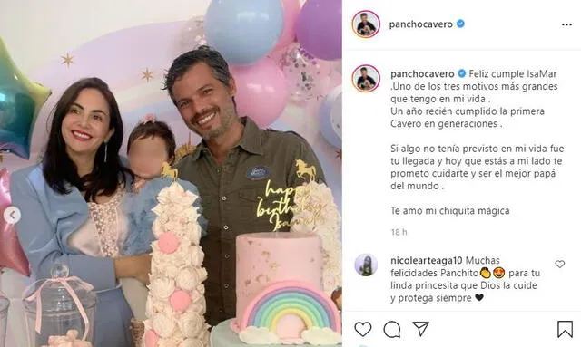 Pancho Cavero feliz por el primer año de su hija. Foto: captura Instagram